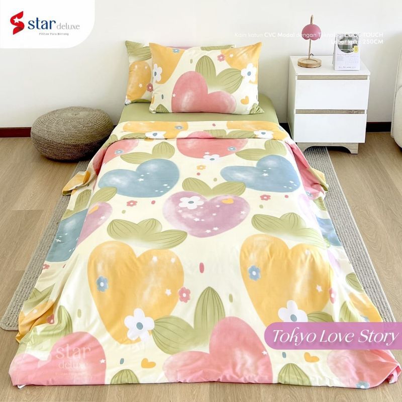 set bedcover katun star cvc motif | Tokyo love story | Free karet Antigeser