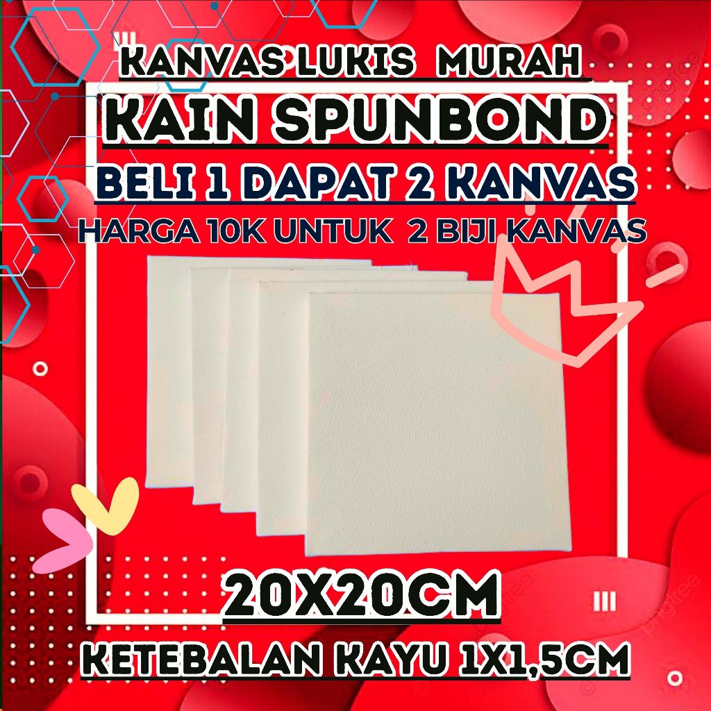 

kanvas lukis 20x20cm murah BELI 1 DAPAT 2 KANVAS, kain spunbond tipis