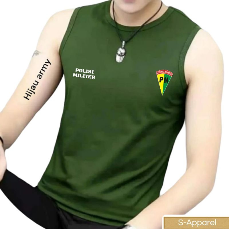 kaos singlet pria olahraga gym TNI POLRI