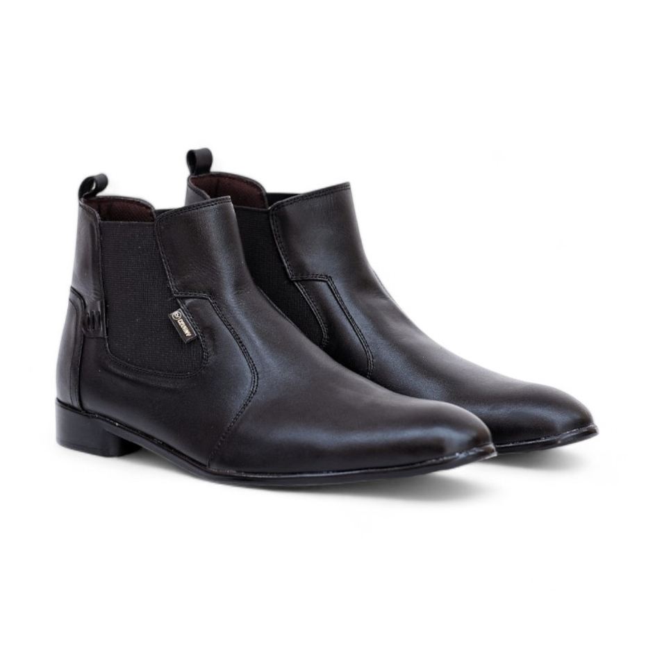 CEVANY CHELSEA KULIT Sepatu Boots Pria Pantofel Kerja Hitam