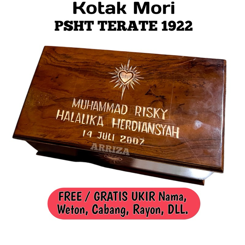 Kotak Mori Psht Kayu Jati Motif Ukir Nama Love Bersinar Psht Terbaru Tempat Penyimpanan Sabuk Mori P