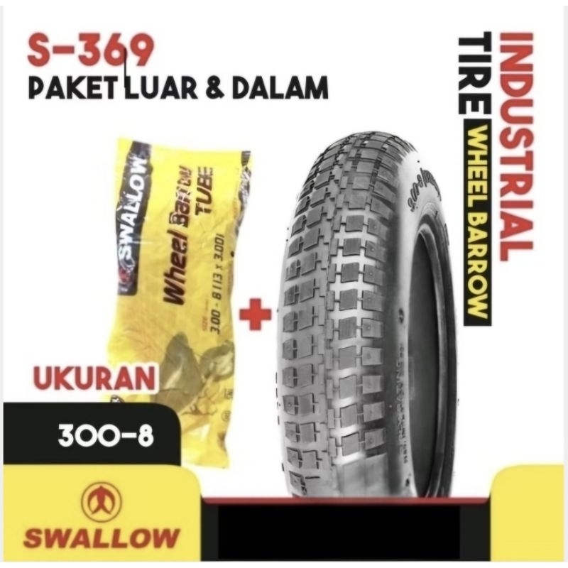 PAKET BAN LUAR + BAN DALAM ARCO GEROBAK PASIR UKURAN 300-8 (13X3.00) SWALLOW