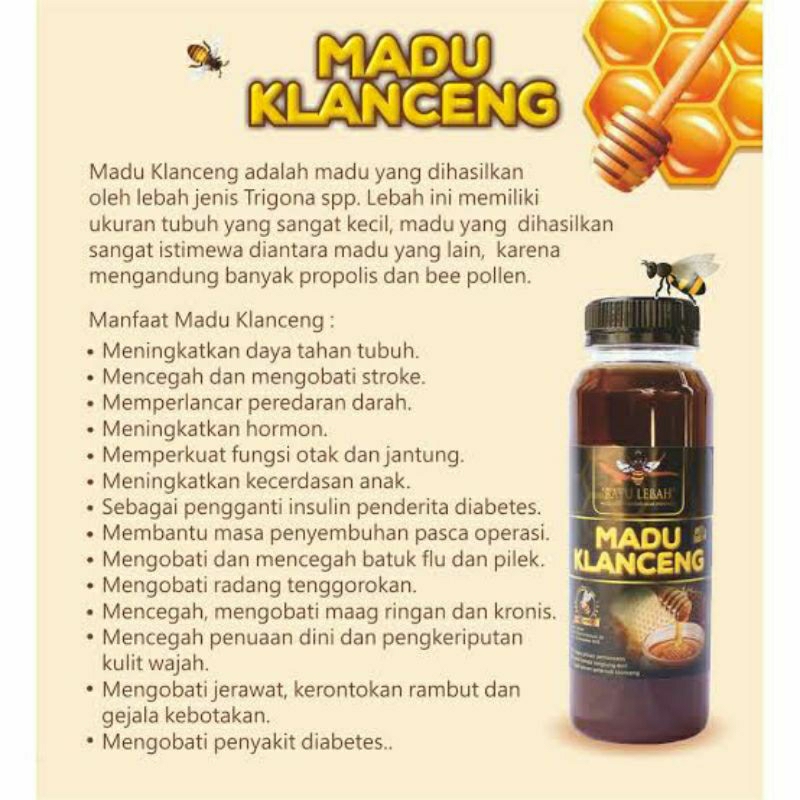 

Madu klanceng kelulut murni 100% tanpa campuran