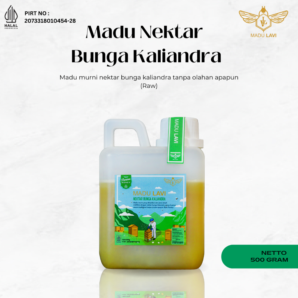 

Madu Lavi Murni Asli Nektar Kaliandra 500 gram Grade A 100% Alami Pure Raw Honey