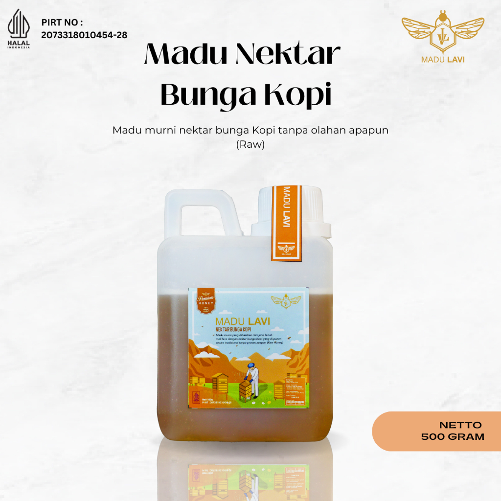 

Madu Lavi Murni Asli Nektar Kopi 500gram Grade A 100% Alami Pure Raw Honey