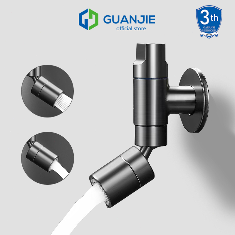 GUANJIE - 304 Kran air Tembok Hitam Stainless Minimalis Keran air taman BLACK kamar mandi bak faucet