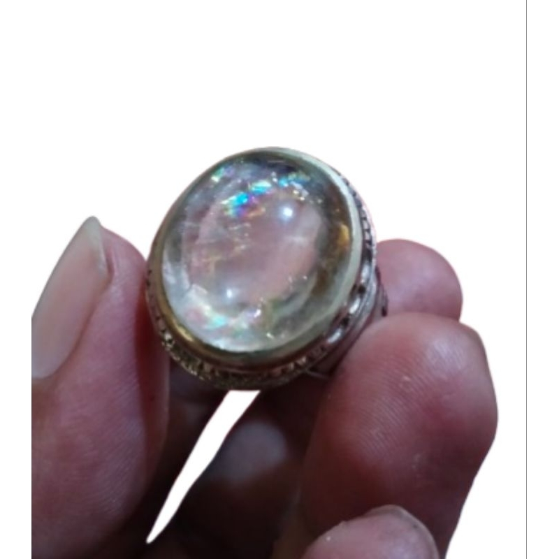 Cincin Batu Kecubung Pelangi Asli