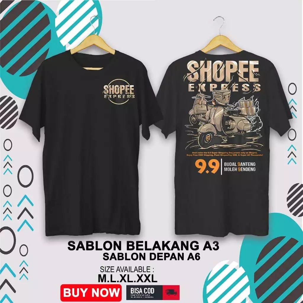 Kaos Shopee Xpress 9.9 Pria / Wanita Cotton Combed 30s Premium T-Shirt