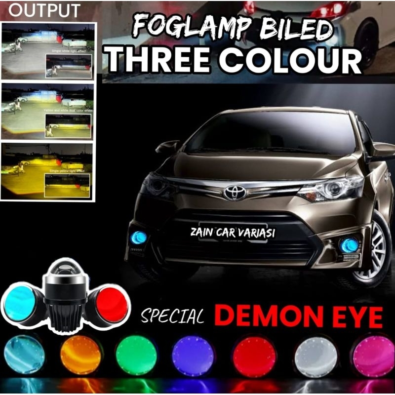 FOGLAMP BILED 3 WARNA VIOS LIMO DEMON EYE LAMPU VARIASI MOBIL Q8 Q3 SUPER TERANG BUKAN AES
