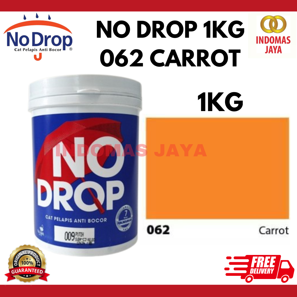 CAT ANTI BOCOR KEDAP AIR WATERPROOFING 1KG 062 CARROT NODROP / NO DROP 1KG GALONAN 062 CARROT