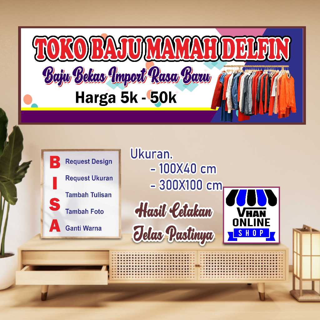 Spanduk Banner Custom Toko Baju Import Bagus