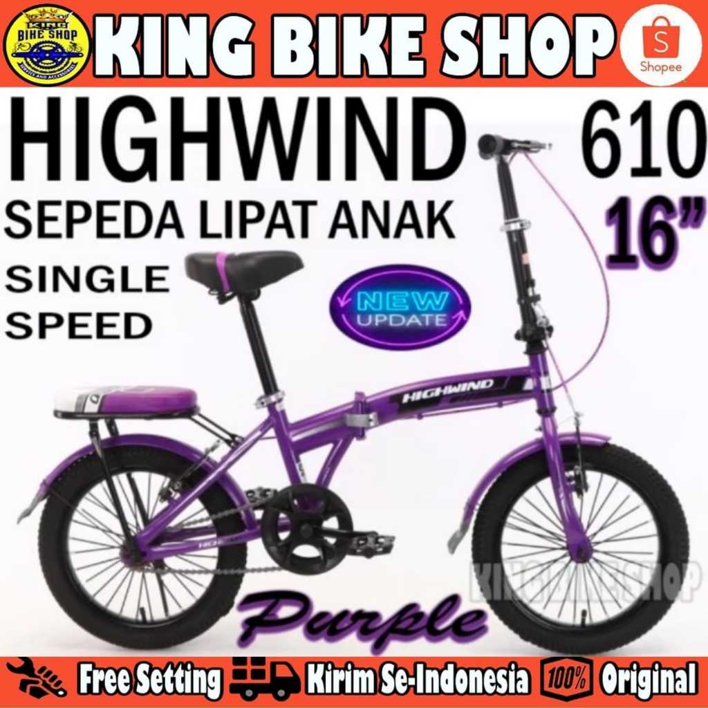 Sepeda Lipat Anak HIGHWIND 610 Ukuran 16 Inch Keranjang Usia 4-6 Tahun