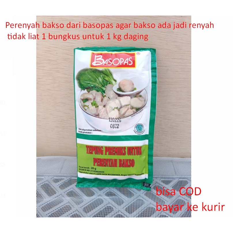 

Perenyah bakso dari basopas agar bakso ada jadi renyah tidak liat 1 bungkus untuk 1 kg daging