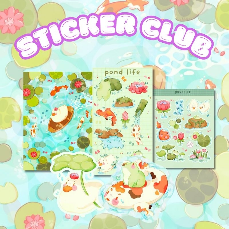 

BlossomB - pond life Hand drawing sticker sheet / waterproof sticker / sticker deco / sticker vinyl aesthetic / handmade sticker / sticker tumblr / stiker anti air / sticker buku journal / sticker HP laptop