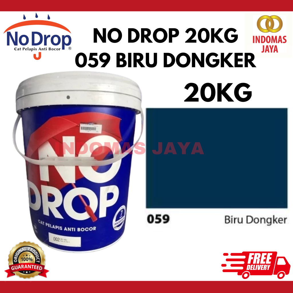 CAT ANTI BOCOR KEDAP AIR WATERPROOFING 20KG 059 BIRU DONGKER NODROP / NO DROP 20KG GALONAN 059 BIRU 