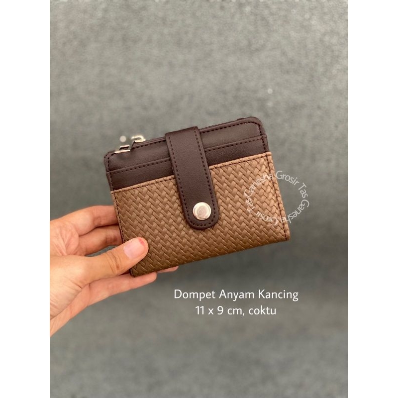 PROMO Dompet Anyam Kancing Mini Dompet Lipat Wanita KEKINIAN