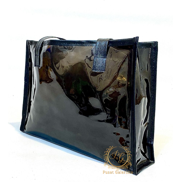 Tote Bag Mika Hitam Bahan PVC Tebal Jumbo