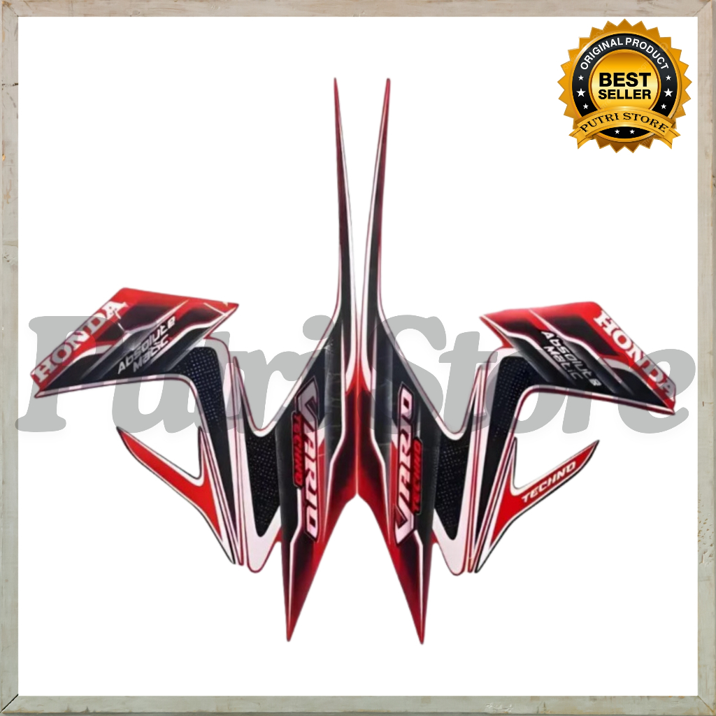 Stiker Striping Honda Vario Techno 2010 110 Putih Merah List Stiker Standar Vario Techno 2010