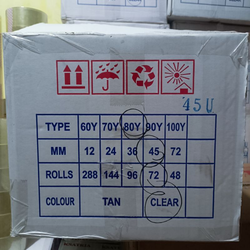 

LAKBAN BENING LAKBAN OPP KSATRIA TAPE UKURAN 45 X 80 YEARD PERSLOP ISI 6