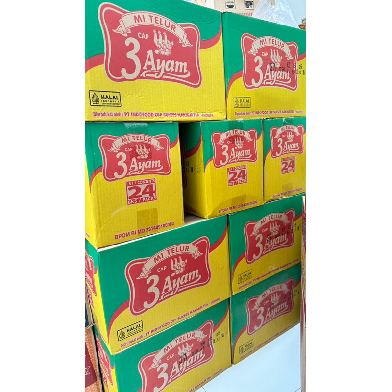 ( 1 karton ) Mie Telur Cap 3 Ayam by Indofood isi 24packs