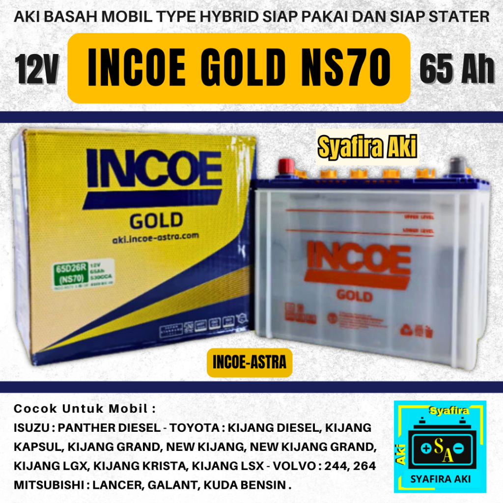 AKI MOBIL KIJANG DIESEL, KIJANG KAPSUL, KIJANG GRAND INCOE GOLD NS70 65Ah