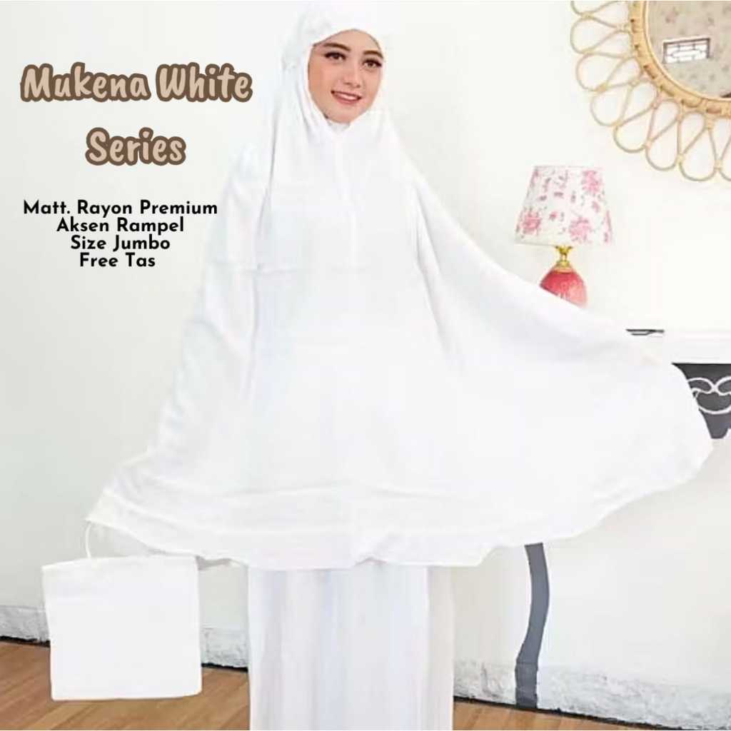 Mukena Potongan Putih Rayon Premium Adem / Mukena Putih Pondok Pesantren