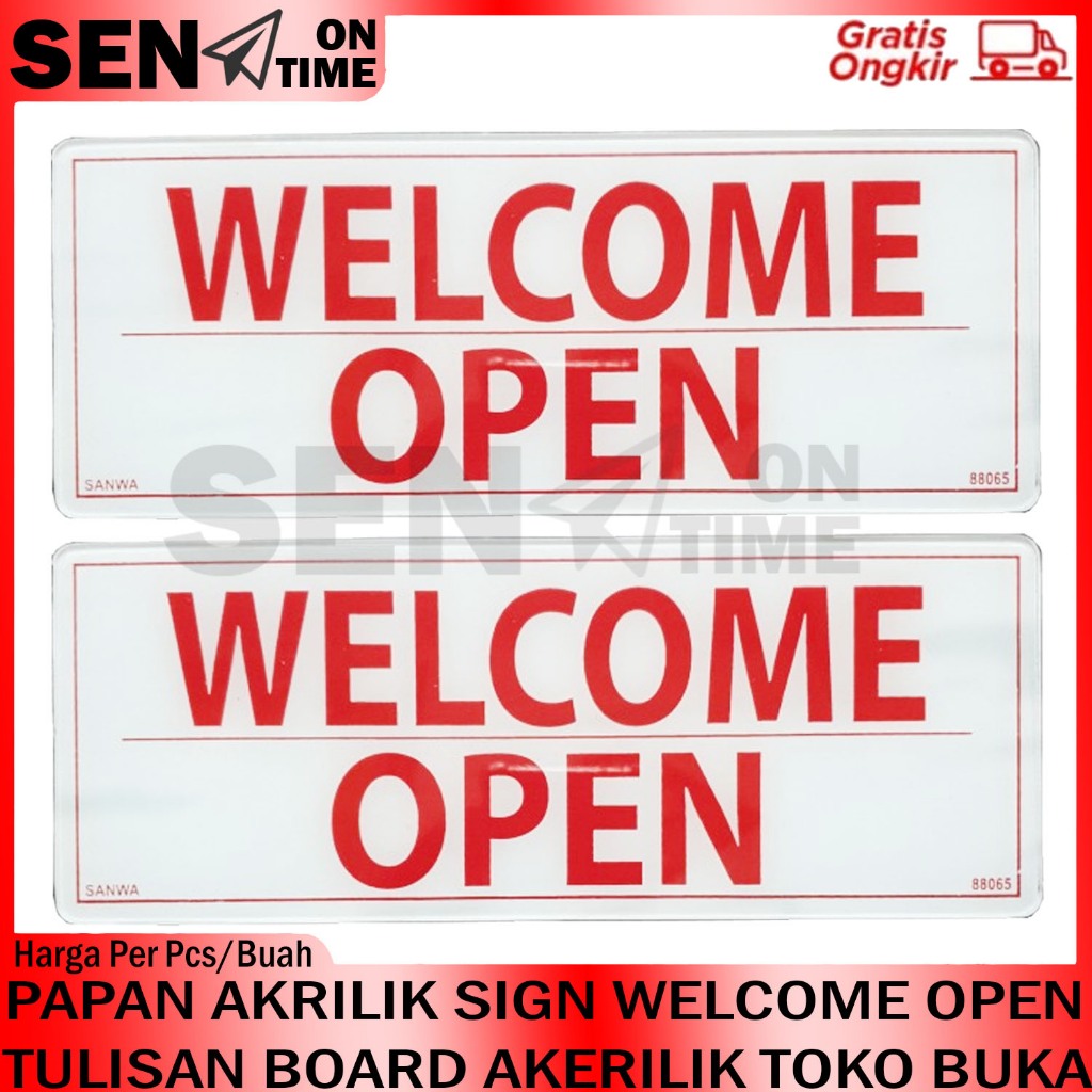 

Papan Akrilik Welcome Open Tempel Kaca Sign Board Tulisan Stiker Label Petunjuk Ruangan Akerilik Selamat Datang Buka Acrilyc Kuat Lengket Double Tape Gantung Rumah Kantor Toko Sanwa 88065