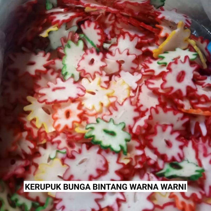 

KERUPUK BUNGA BINTANG WARNA WARNI BERAT 100 / 250 GRAM | HARGA GROSIR TERMURAH