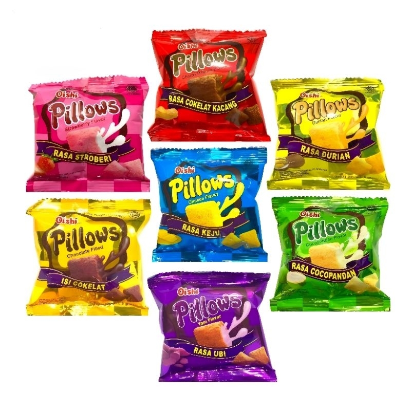 

OISHI Pillows 12gr 1 renceng (isi 10 biji) / jajan snack ciki