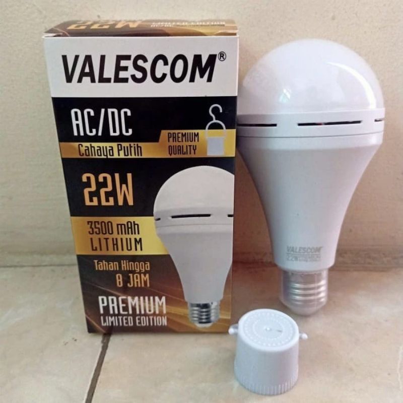 Lampu LED Emergency Valescom 22 Watt/Bohlam Premium Tahan 8 Jam