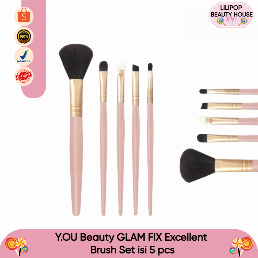 Y.O.U Beauty GLAM FIX Excellent Brush Set isi 5 pcs