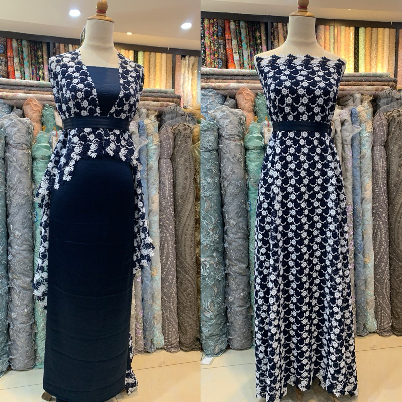 Bahan Kain Brokat prada bunga dua warna / brokat prada