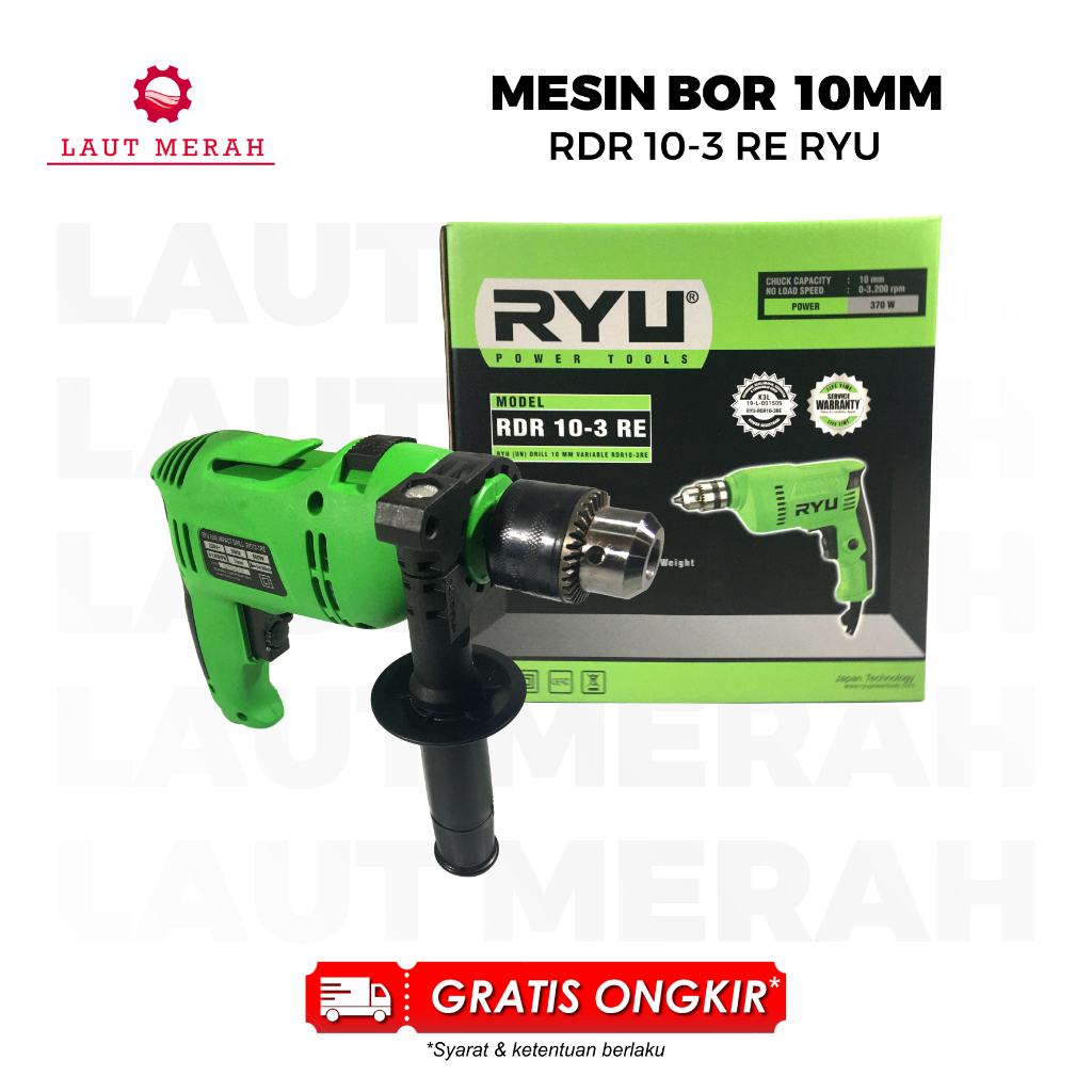 mesin Bor Besi Kayu 10mm Tekiro RYU RDR 10-3 RE alat bor 10mm garansi Original Tekiro RYU