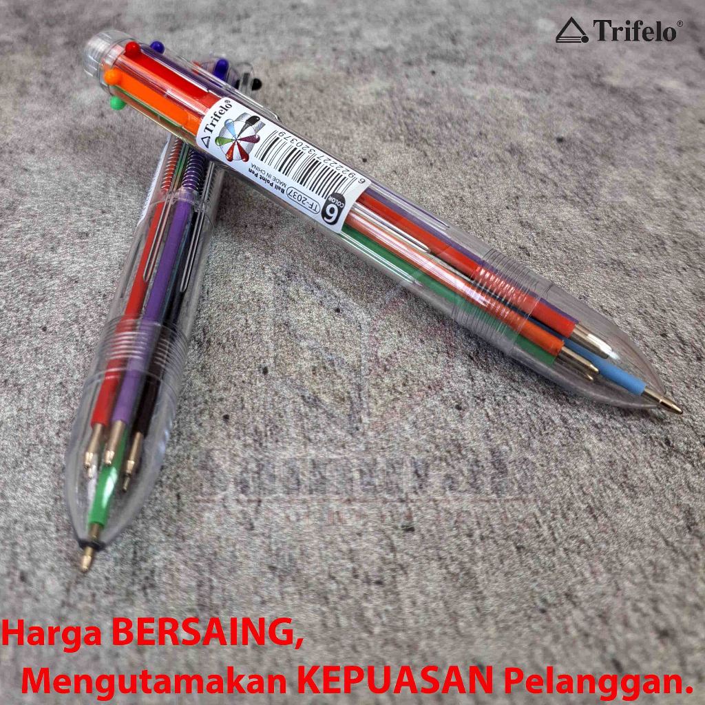 

D3W! Pulpen Trifelo TF 2037 6 Warna / Ball Point Pen 6 Color Per Box isi 6 pcs Six in One / Ballpen