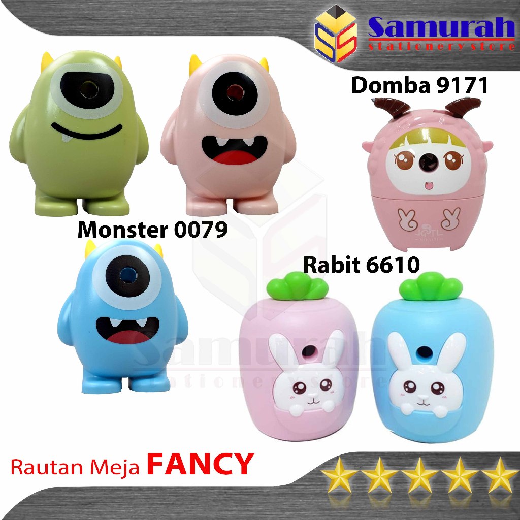 

Rautan Pensil Putar Fancy Motif Rabbit / Kelinci Lucu / Pencil Sharpener Monster - Domba - Sheep / Serutan Meja Mekanik Manual