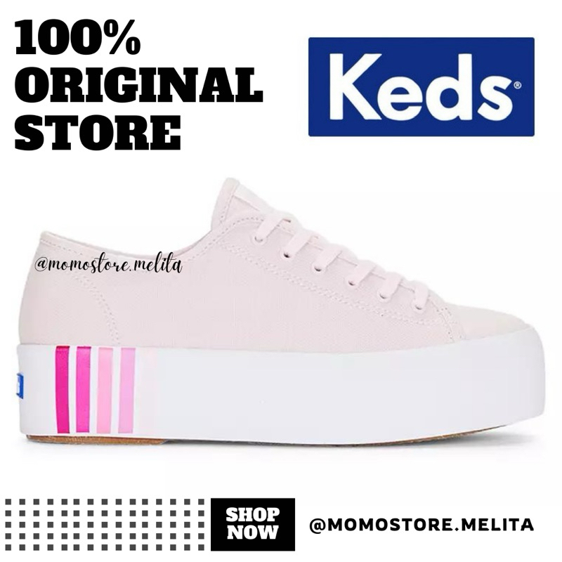 KEDS Triple Up Canvas Foxing Stripes Sepatu Sneakers Wanita Branded Original Store