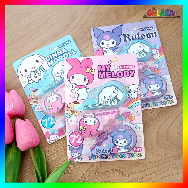 

Gelasa Correction Tape Set Roller TipEx Tape Xmotif Sanrio 3in1