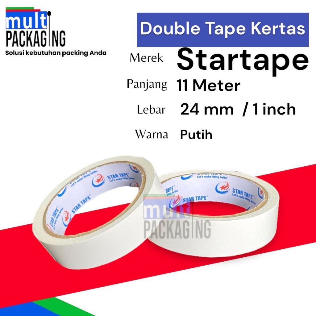 

Double Tape Kertas 24mm x 11m / Double Tape 1 inch dusan