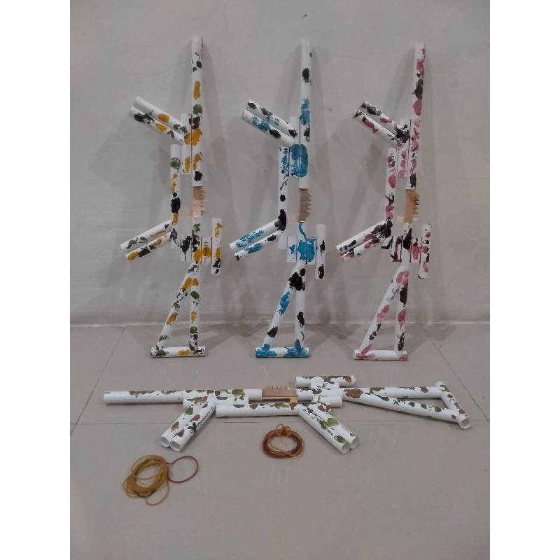 Mainan Tembakan Paralon / Mainan tembak PVC Peluru Karet Rubber Band Gun 5x tembak Kode AK72