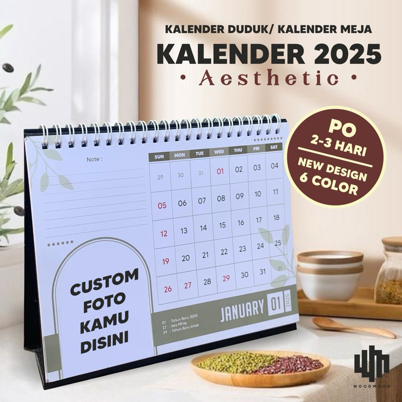 

(KALENDER CUSTOM) Kalender Duduk 2025/ Kalender Aesthetic/ Kalender Kekinian/ Kalender 2025