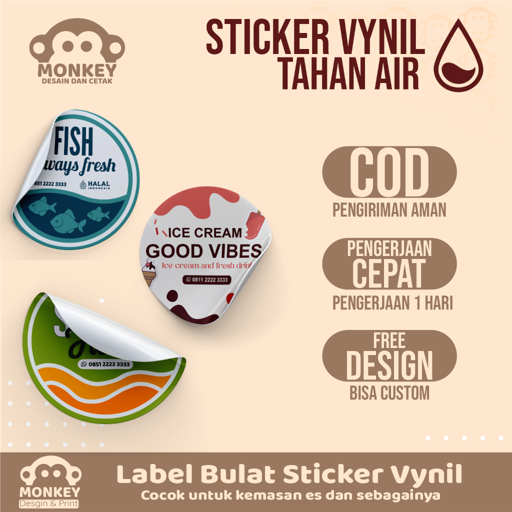 

Label Sticker Kemasan Stiker Minuman Bahan Vynil Tahan Air Bisa Custom