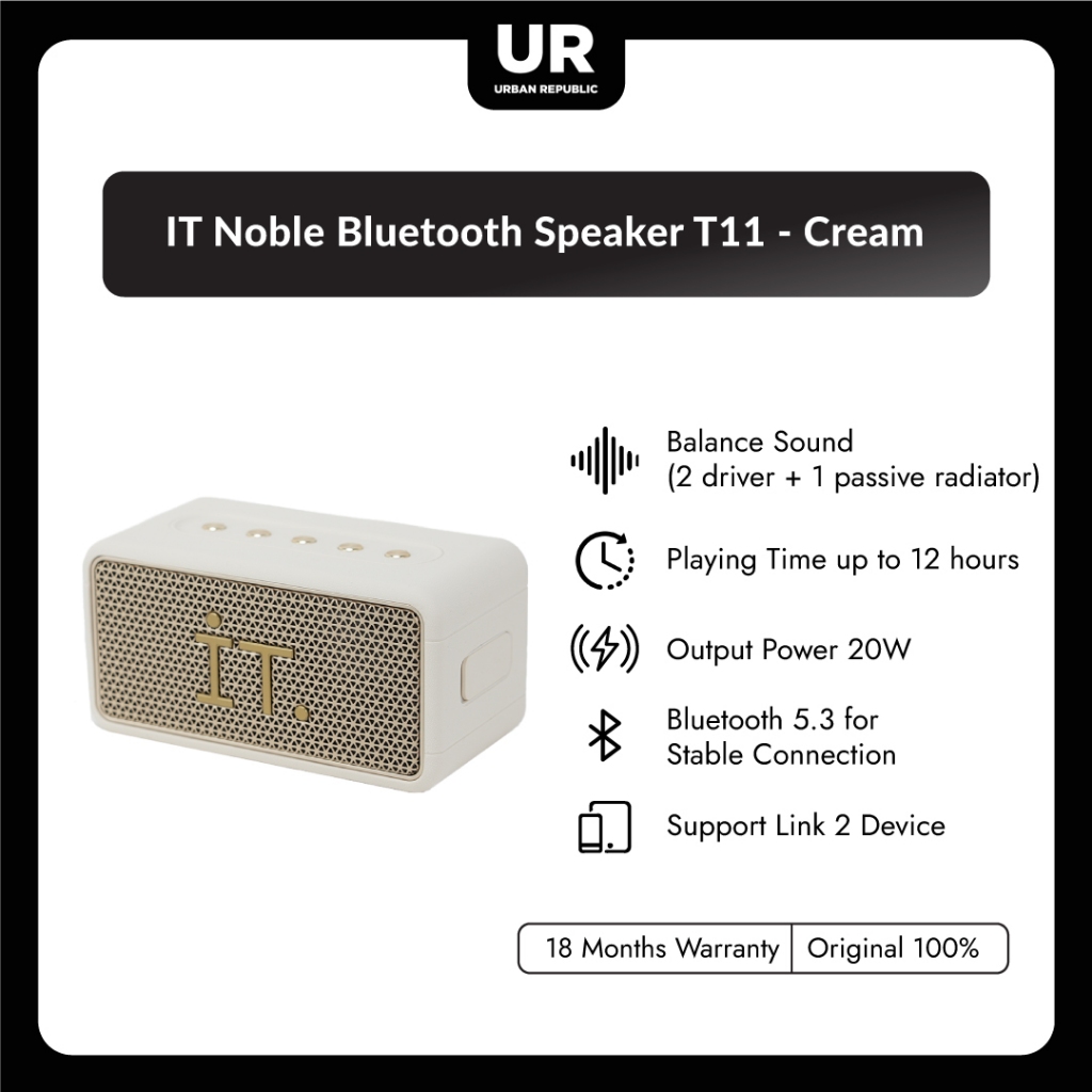 IT Noble Bluetooth Speaker T11 - Cream