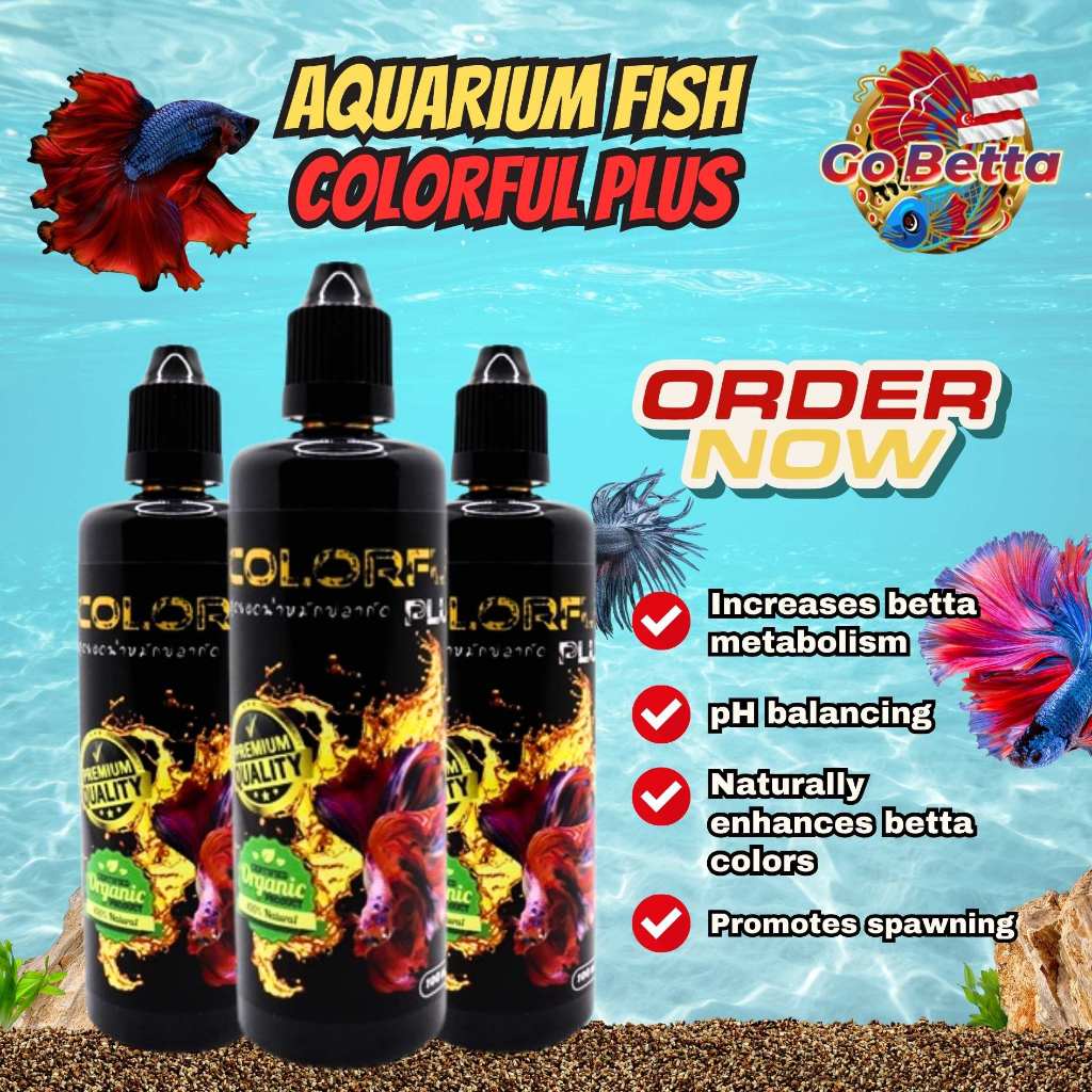 🇮🇩 AQUARIUM FISH COLORFUL PLUS WATER CONDITIONER BETTA COLOR ENHANCER 100 ML | AQUA KING THAILAND CO