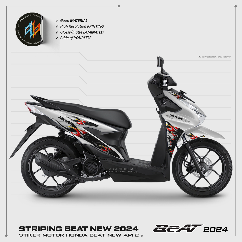 STRIPING BEAT 2024 API 1 / STIKER MOTOR HONDA BEAT NEW GRAFIS API CUSTOM / STIKER BEAT / STOCK DECAL