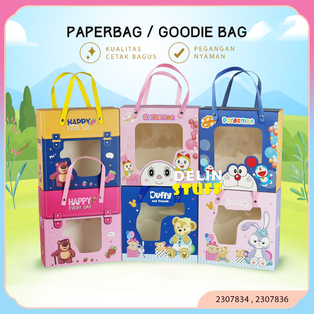 

Goodie Bag Ulang Tahun Anak Doraemon Tas Ulang Tahun Anak Dorami Tas Bingkisan Ulang Tahun Anak Duffy Bear Snack Box Hampers Ulang Tahun Stella Lou Mario (23071044, 2307836, 2307834, 23071047)