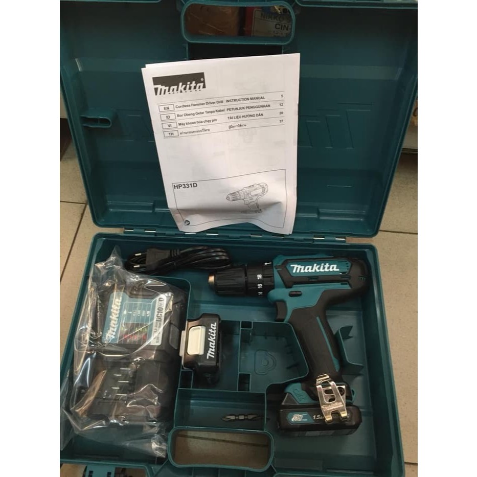 Mesin Bor Tembok Baterai  Cordless Hammer Drill Makita HP 331 DWYE