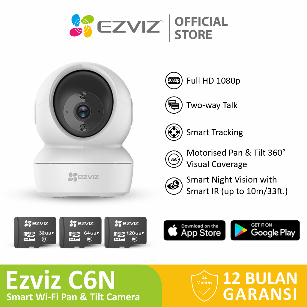 Ezviz C6N 2MP Smart Home IP Camera CCTV Indoor w/SD Card 64/128/256GB