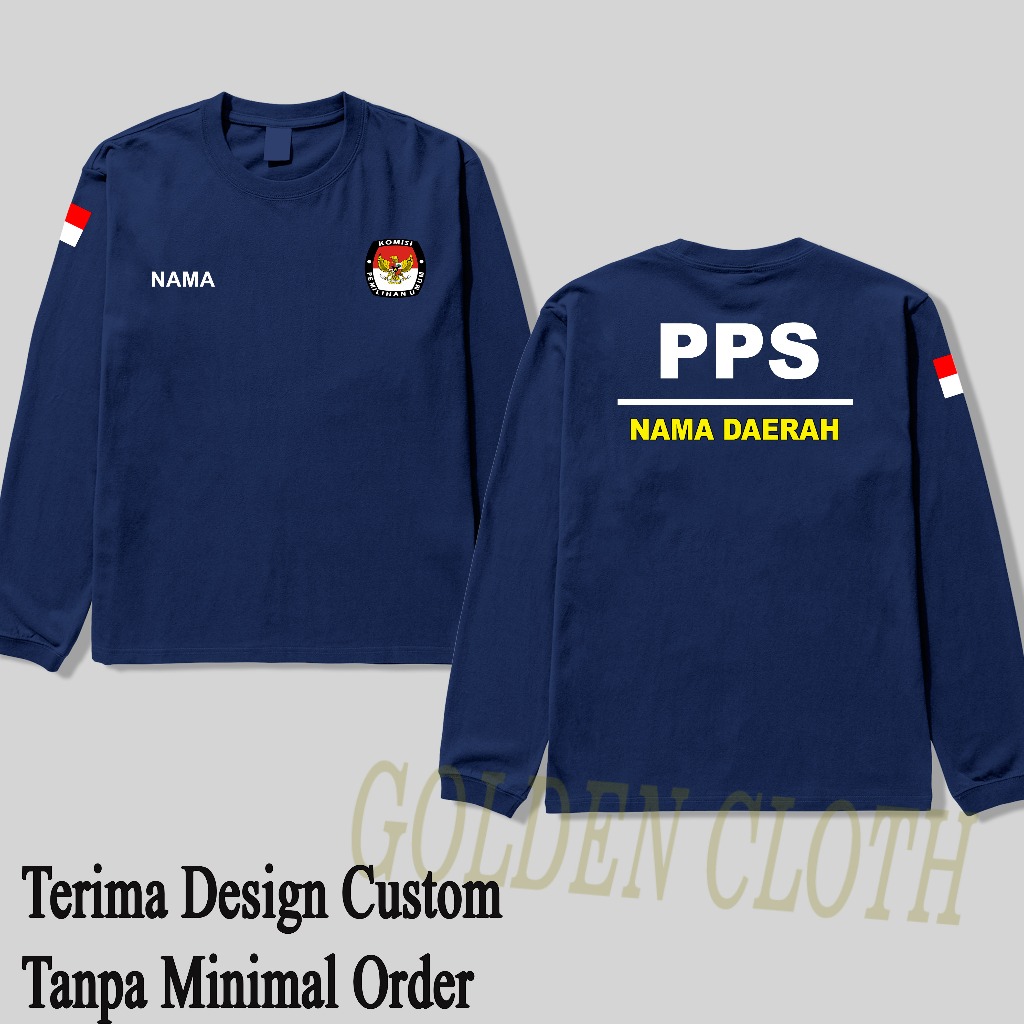 Kaos PPS Pilkada 2024 Baju Pemilu KPPS/ PPS Custom Nama Daerah Lengan panjang