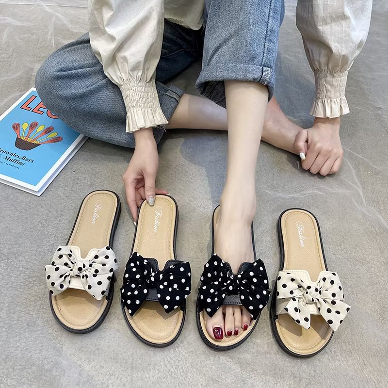 Cinta_Official - Sandal Flat karet Fita Polkadot Sandal cewek cantik sandal karet Model Korea Bisa C