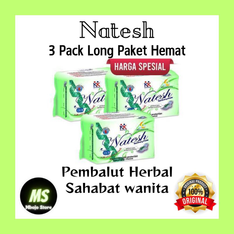 3 PACK PEMBALUT NATESH EXTRA LONG KESEHATAN HERBAL PEMBALUT KEWANITAAN PEMBALUT HERBAL PEMBALUT KAIN